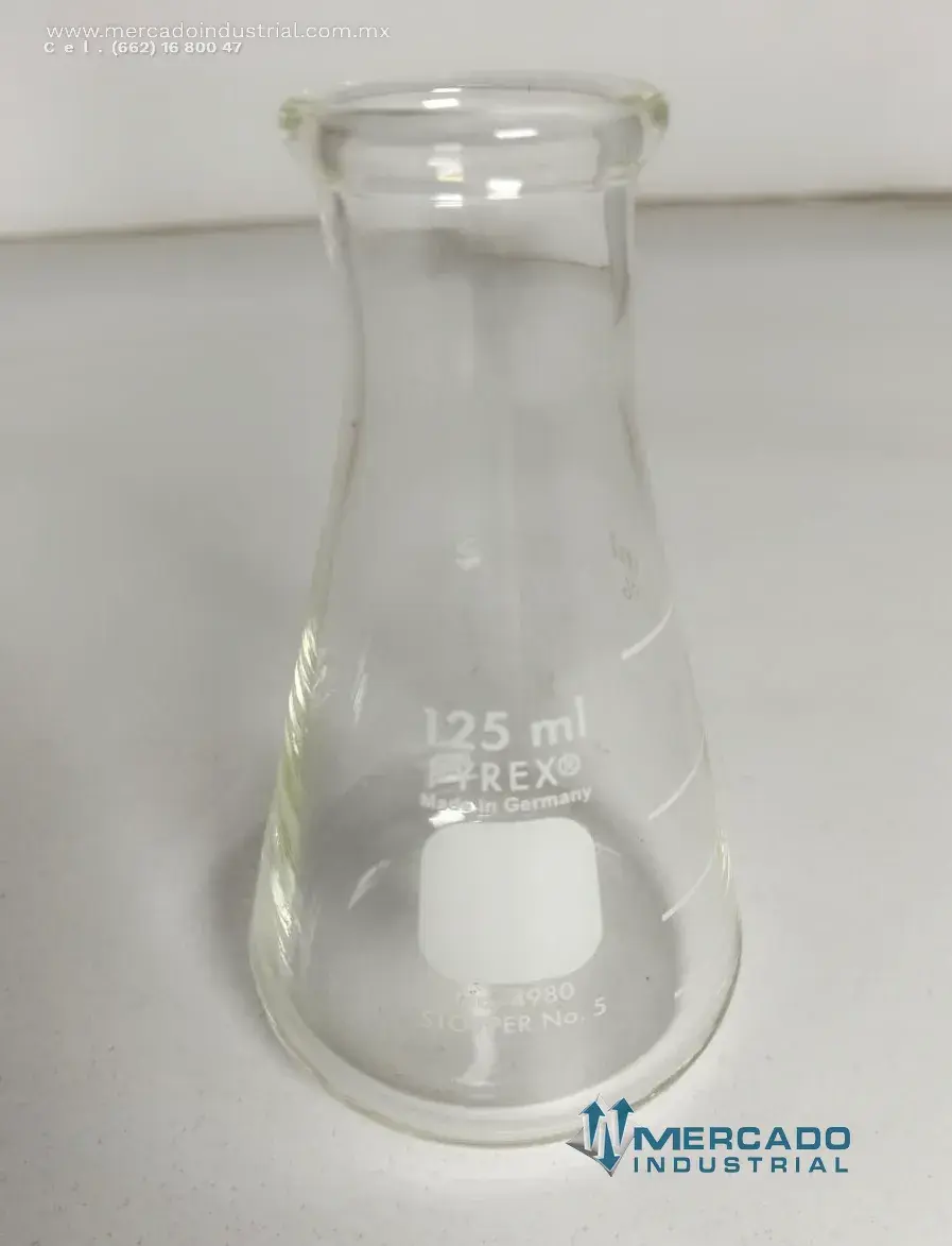 Matraz Erlenmeyer de vidrio 125 ml modelo 4980 marca Pyrex - imagen 1