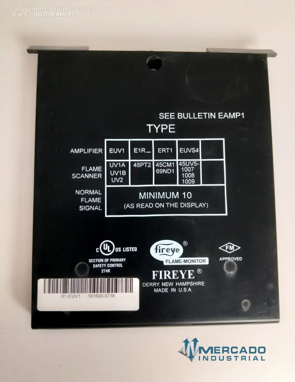 Módulo amplificador de flama modelo EUV1 marca FIREYE - imagen 1