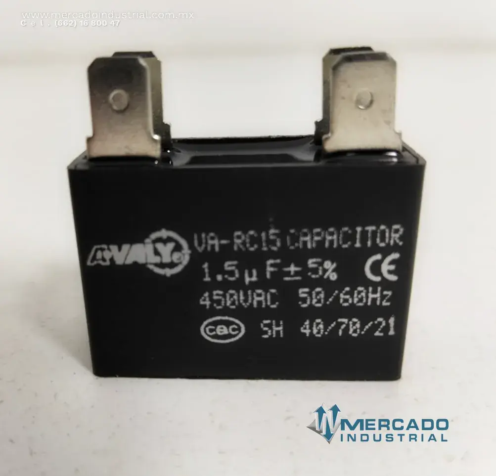 Capacitor 1.5 µF ±5% modelo VA-RC15 marca AVALY - imagen 1