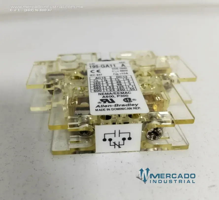 Contacto auxiliar 690 V 10 A modelo 195-GA11 marca ALLEN-BRADLEY - imagen 1