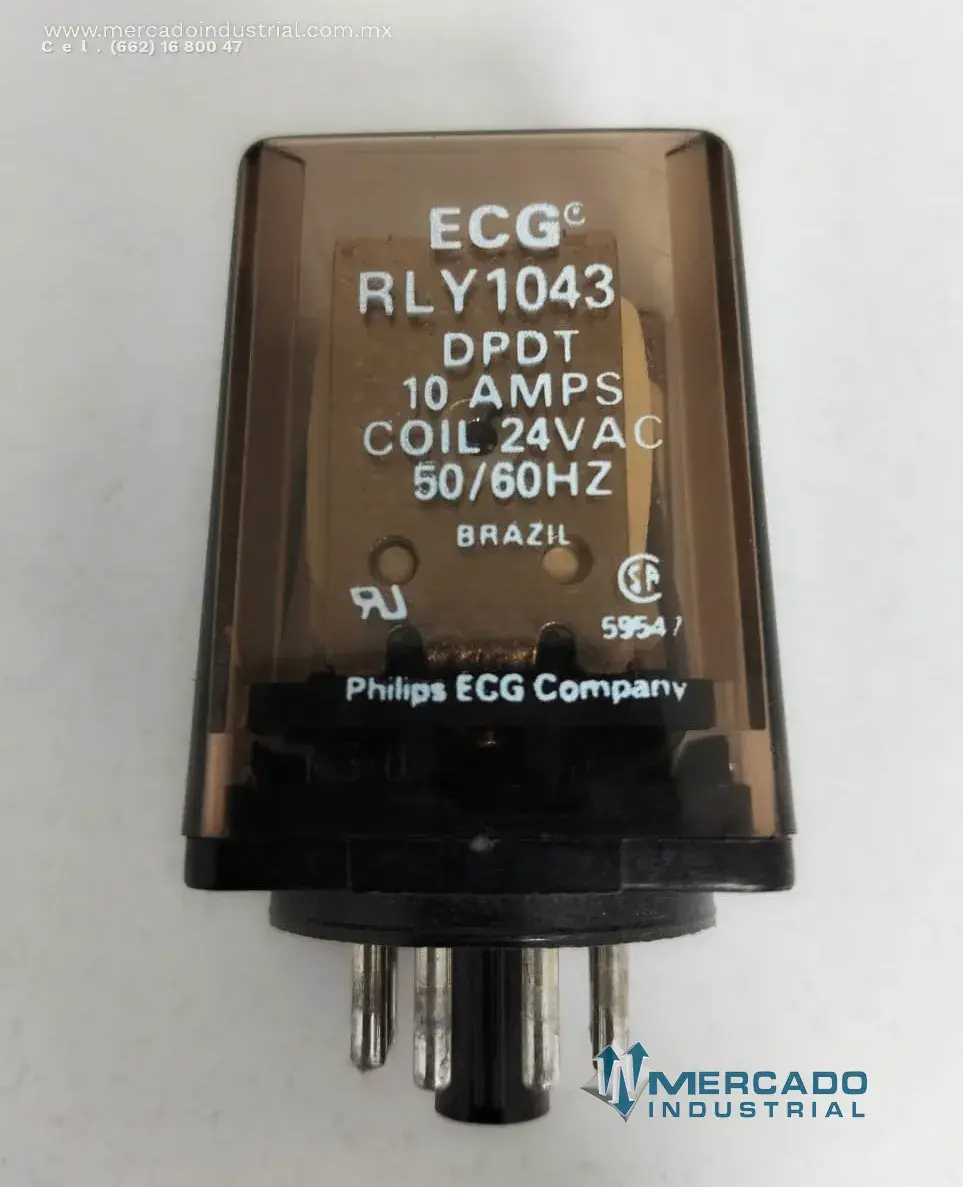 Relevador DPDT 24 V AC 10 A modelo RLY1043 marca PHILIPS ECG COMPANY - imagen 1