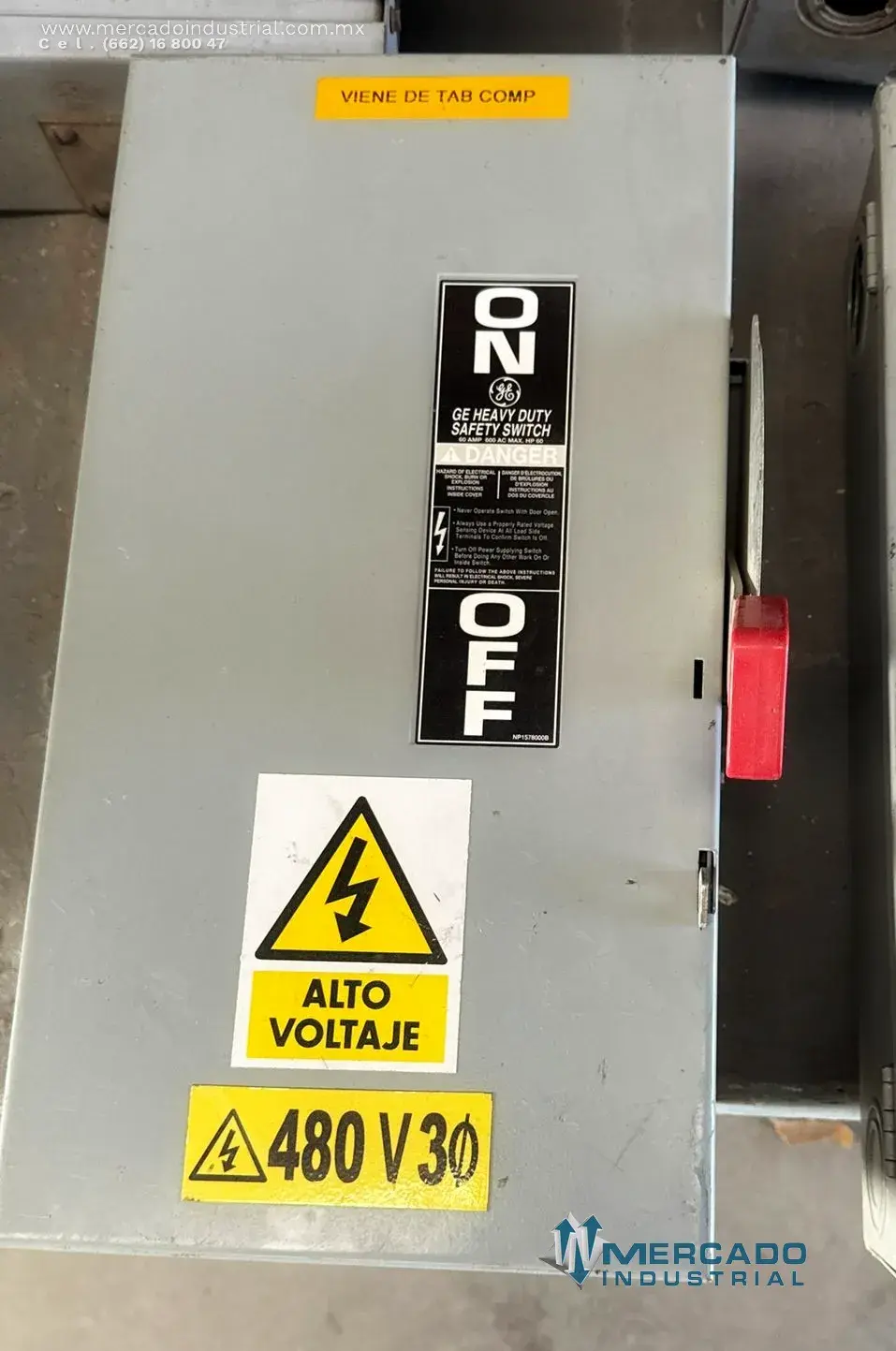 Interruptor de seguridad 60 AMP 600 V modelo THN3362 marca GENERAL ELECTRIC - imagen 1
