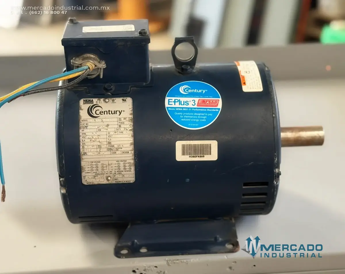 Motor eléctrico 5 HP 4 polos 1750 RPM marca Century - imagen 1