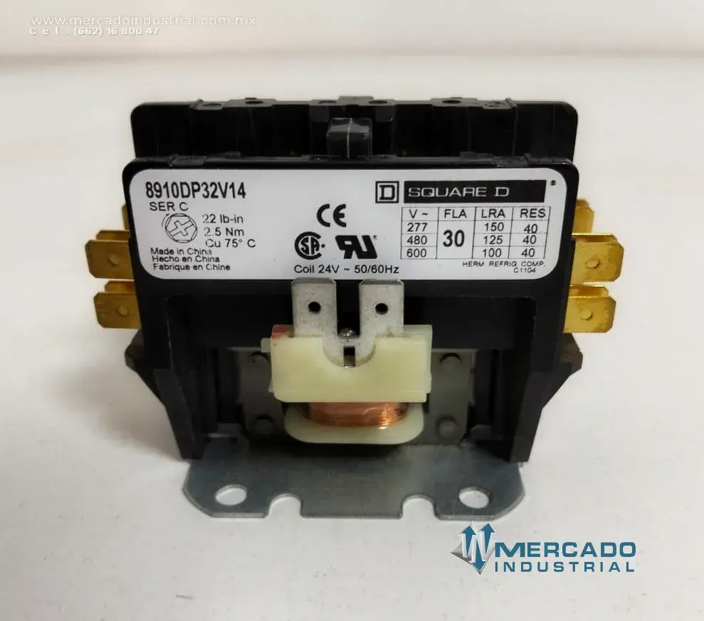 Contactor 2 polos 30 A 600 V modelo 8910DP32V14 marca SQUARE D - imagen 1