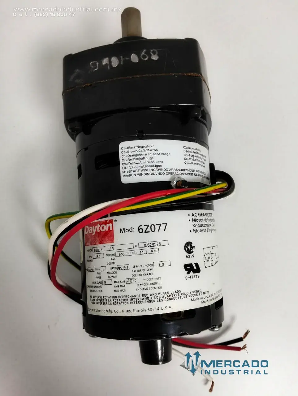 Motor eléctrico 1/15 HP 1 polo 1550 RPM marca DAYTON - imagen 1