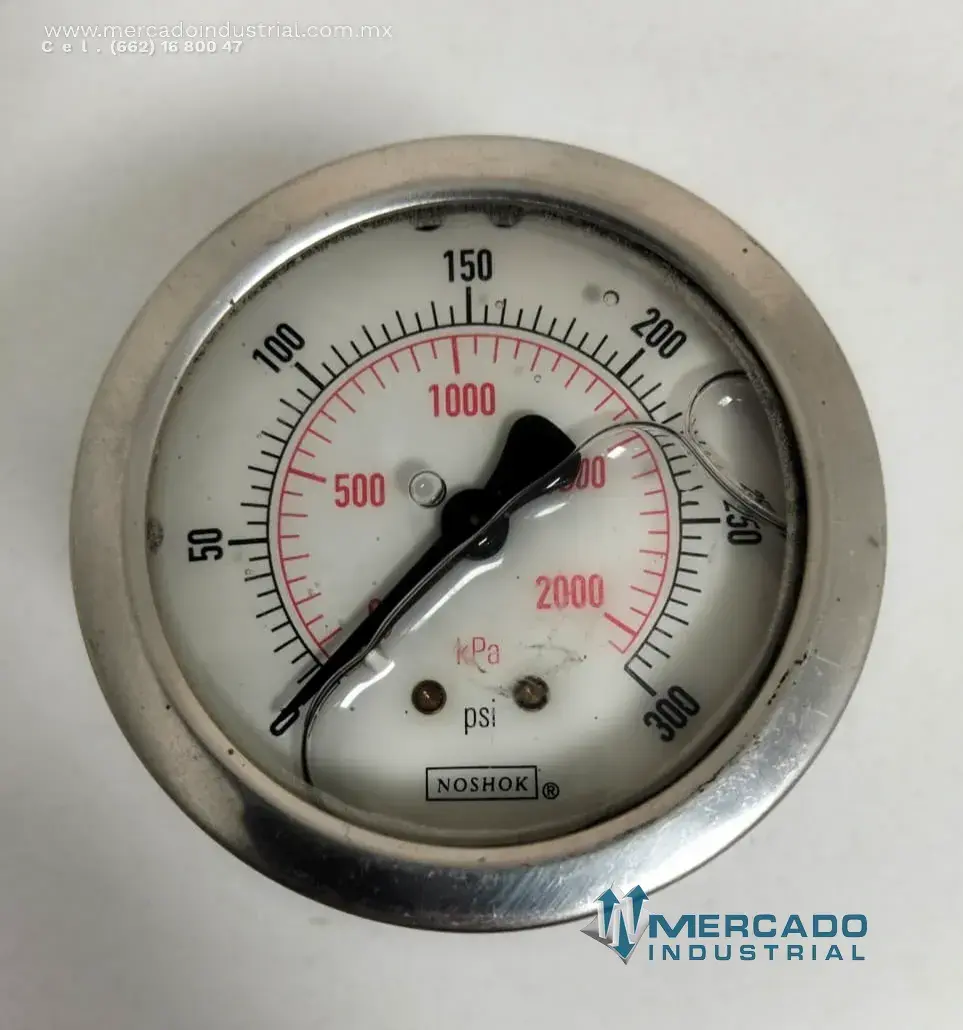 Manómetro de presión modelo 0–300 PSI / 0–2000 KPA marca NOSHOK - imagen 1