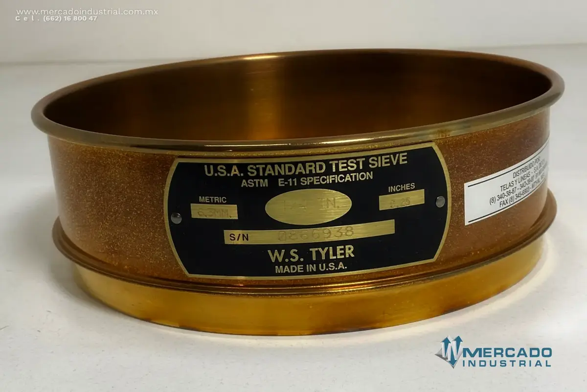 Tamiz para laboratorio malla 1/4" abertura 6.3 mm (0.25") marca W.S. TYLER - imagen 1