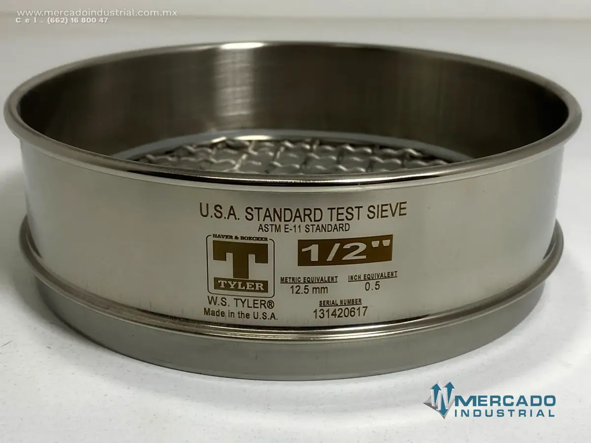 Tamiz para laboratorio malla 1/2" abertura 12.5 mm (0.5") marca W.S. TYLER - imagen 1