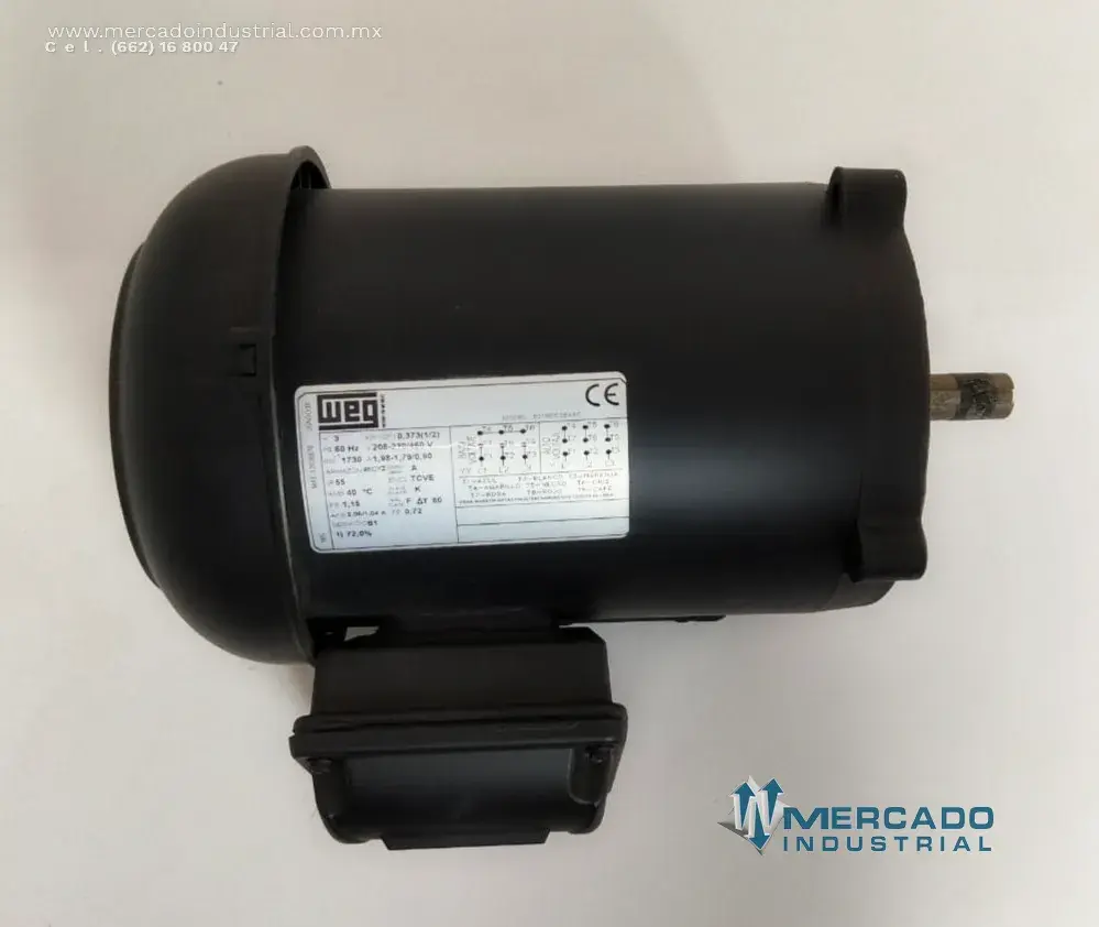 Motor eléctrico 0.5 HP 4 polos 1730 RPM marca WEG - imagen 1