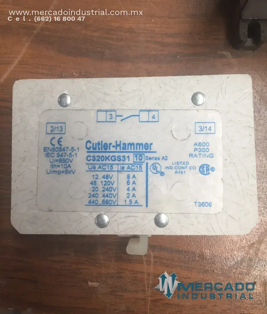 Contacto auxiliar 10 AMP 690V modelo C320KGS31 marca Cutler Hammer - imagen 1