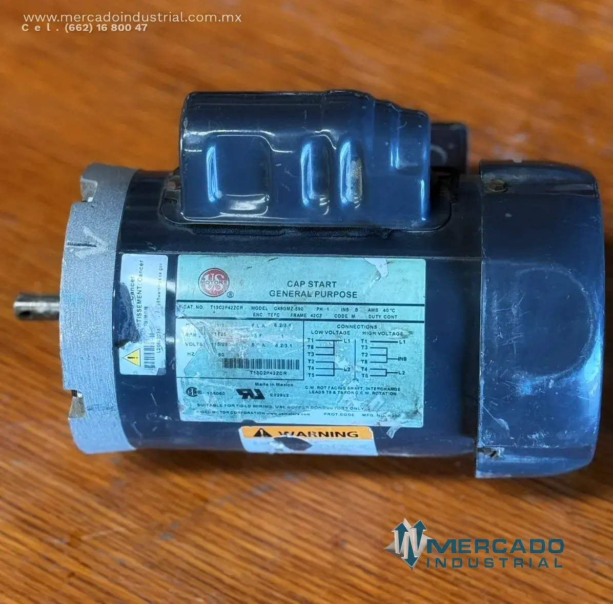 Motor eléctrico 1/3 HP 4 polos 1725 RPM  marca US MOTORS - imagen 1