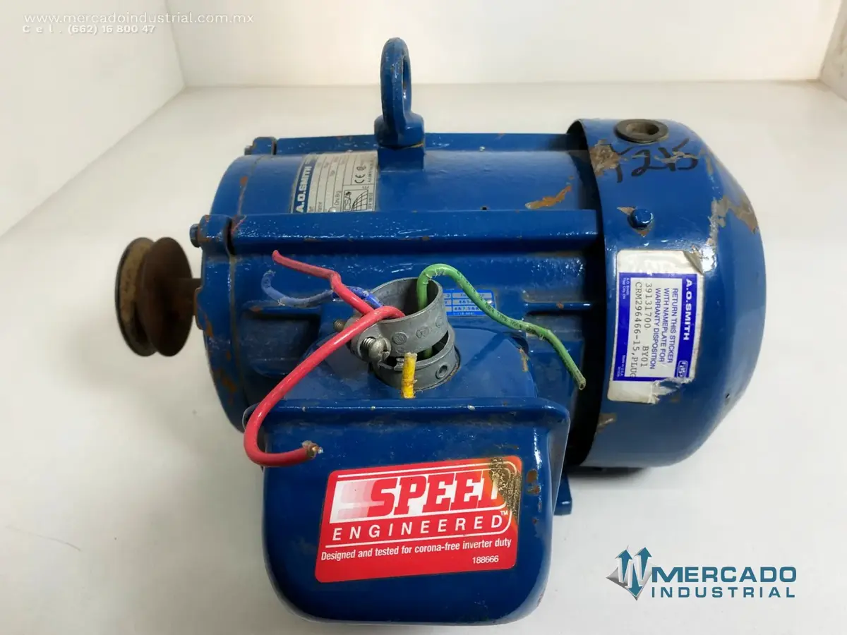Motor eléctrico trifásico 1.5 HP 4 polos 1740 RPM  marca A. O. SMITH - imagen 1