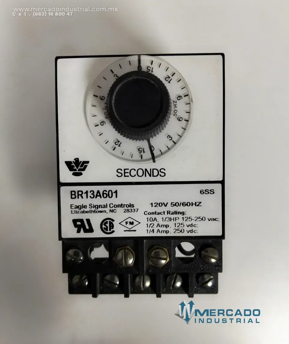 Temporizador electromecánico ajustable 15 SEG 120 VCA parte BR13A601 marca EAGLE SIGNAL CONTROLS - imagen 1