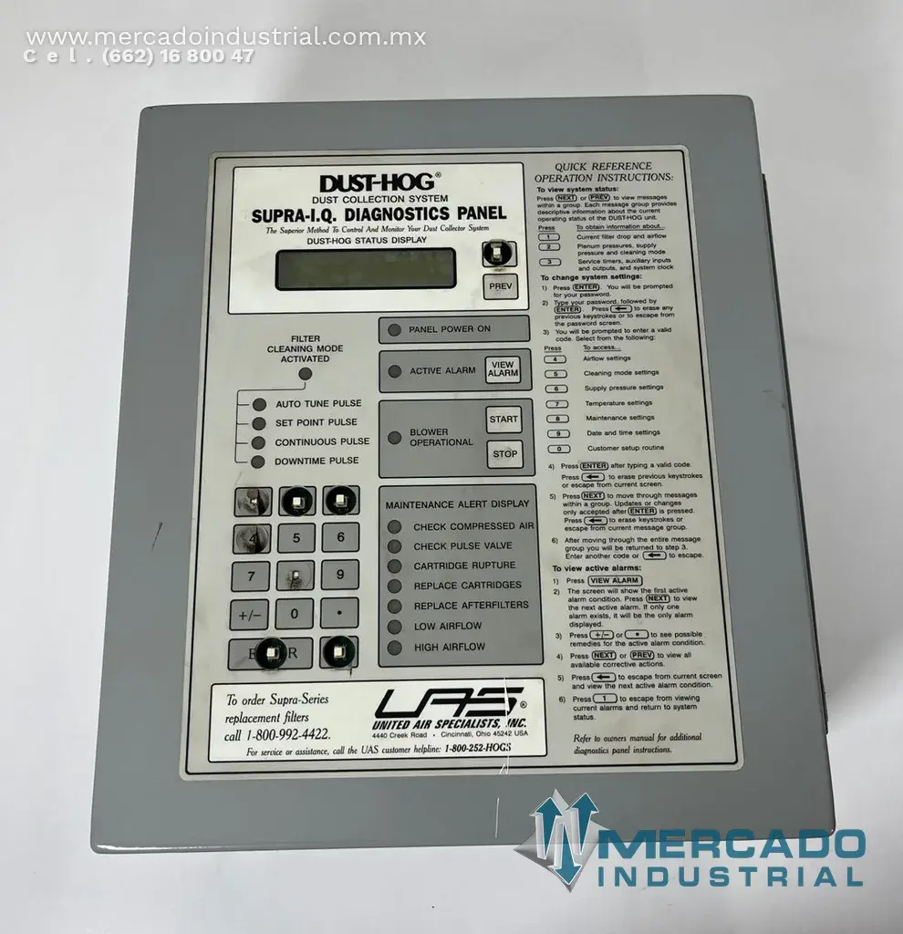 Panel electrónico de monitoreo y control para colectores de polvo modelo SUPRA I.Q. marca DUST-HOG - imagen 1