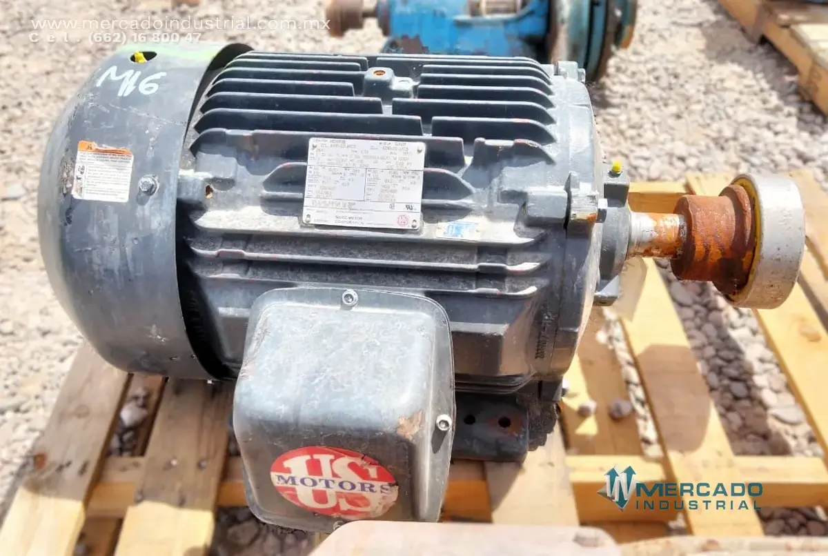 Motor eléctrico 15 HP 6 polos 1185 RPM marca U.S. MOTORS - imagen 1